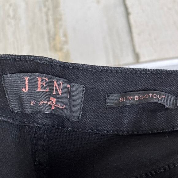 7 For All Mankind Women’s 6 Black Slim Zip Bootcut Button Hem Denim Jeans NEW - Picture 5 of 5